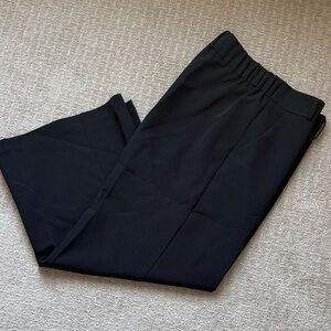 Allison Joy Black Elastic-Waist Wide-Leg Trousers